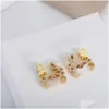 Hoop Huggie Hie 18K Gold Plated Designer Earrings Jewlery For Women Pearl Earring Party Jewerlry Drop Delivery Jewelry Otwjs