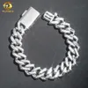 Iced out sieraden Cubaanse linkketen 925 zilveren heren 15 mm breedte hiphop moissaniet Cubaanse schakelarmband