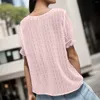 Blouses de femmes chemises à manches courtes solides Lady Deep V-col