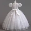 Robes de fille Petites grandes filles manches bouffées brodées à paillettes fleures pour fille d'anniversaire de fête d'anniversaire formel princesse pagenat robe