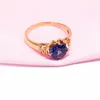 Anéis de casamento clássicos estilos de quadra vintage Luz de luxo azul pedras preciosas para mulheres Pedido de jóias de ouro rosa de ouro