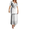 Party Dresses Polynesian Tribal Women Top And Maxi Skirts Set Mother Day Church Uniform Tongan Puletasi Samoa Traditional White Clothing