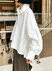 Kvinnors blusar superaen vår/sommar 2024 bat ärm vit skjorta lång beskuren topp koreansk lös vintage