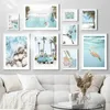 Fonds d'écran Cabine plage toile peinture van surf conch tortue pigeon mur art décor d'été océan image nordique chambre décorati j240505