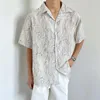 Herren lässige Hemden Trend Revers Short Sleeve Hemd für Männer Mode gedrucktes unregelmäßiges Muster Lose Strickjacke Vintage Beach Urlaubsbluse
