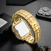 Armbanduhren Hip Hop Out Quartz Watch für Männer Full Diamond Mens Uhren Klassische Square Design Männlicher Uhr Wasserdichtes Reloj Hombre