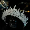 Opaski na głowę barokowe ręcznie robione diamentowe koraliki ślubne srebrne kryształowa welon nagłówek Wedding Hair Accessorie