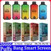 Original Bang 20000 Puff 20k Puffs Vapes desechables Sigarette Elettroniche Smart Screen Vape USA E Getta 25 ml Pod Preriempito Ricaricabile Vaper 16 Sabores