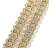 18 mm ijsje stokbak Cuban link tik ketting ketting reëel 14K wit goud vergulde 1 rij diamant kubieke zirkonia sieraden 16inch-24inch Cubaanse ketting