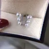 Lüks Tiffanybead Küpe Tasarımcı Kadın Kalp Gümüş Küpe Qianxi Takı T Evleri Aynı Kirpik Tarzı Mikro Kakma Büyük ve Küçük Boncuklar Gradyan Kulak