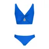 Bikini de maillot de bain pour femmes Hollow out Set Two Piece Couleur de couleur avec soutien-gorge sans maillot de bain en acier deux pièces