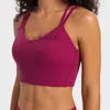 Designer LL-Tops Sexy Women Yoga Sport ondergoed Nieuwe gestreepte geribbelde longline bh-tops vaste beker sportbehba's terug mode-tank