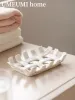 Gerichte Seife Abflusshalte gewebter weißer Keramik -Badezimmer -Seifenständer exquisites Beige Küche Schauerkissenhalter zeitgenössischer Kunstdesigner