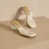 Summer Soft Platform Sandaler för kvinnor Fashion Transparent PVC High Heel Sandalias Mujer Clear Square Heels Slippers 240506