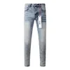 Purple dżinsy Nowe projektant mody męski kontrast offset druk dżinsy nożem nóż kolana łzy młodzieżowe ulicy trend hip hop Slim Fit Pants