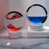 Decoratieve objecten Figurines LED Quicksand Tafellamp met 7 kleuren USB Sandscape Night Light 3D Moving Sand Art Bedide Lampen Home Decor Gift RC Touch Switch T240505