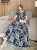 Thhone Vestidos Robe Maxi Long Dres Summer Indian Clothes Bohemian Cotton Linen Floral Short Sleeve Korean Style Casual 240418