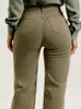 Fashion Women High Waist Army Green Jeans Lady Y2K Stretch Denim Pants Boot Cut Streetwear Casual Flare Wide Leg Trousers 240423