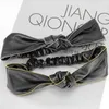 Kafa Bantları Haimeikang Moda Siyah Deri Fermuarı Kafa Bantları Düğüm Kafa Bandı Saç Aksesuarları Düğüm Kafa Bant çantası Q240506