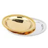 Gerichte Teller Luxus silberne Gold Ladegerät Metallschale 25 cm 9 8 Runde Nusskuchen für Heim Weihnachten Dekoration 305c