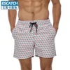 Men's Swimwear Mens striped drawstring belt swimming trunks 2022 new checked beach pants quick drying fashion loose shorts