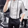 Chemises habillées pour hommes chemises d'entreprise noire masculine épissé Asie Asie de haute qualité Tops Summer Fashion 2024 avec des manches Vente cool I