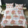 Copertura piumone carino Capybara Flower Cake Strawberry Trapunta in 3D Camera da letto Kawaii Animal Cartoon per ragazzi Decorazione per ragazzi Adolescenti 1 Set di trapunte 2 federe