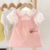 キッドガールドレスプリンセス衣装ベアかわいいビーチカジュアルベビー服ファッションサマー幼児衣装A1178 240428