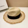 Wide Brim Hats Summer Anti-UV Raffia Paille du chapeau de paille féminin Protection du soleil Fashion Fashion Seaside Dames Casual Jazz Top Panama