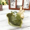 Yemekler sevimli porselen tavşan severler sabun yemek dekoratif seramik yaprak sabun tutucu banyo süsü ev eşyası hediye zanaat aksesuarları