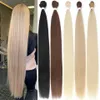 Bone Straight Hair Bundles Salon Natural Extensions Fake Fibers Super Long Synthetic Yaki Weaving Full to End 240419