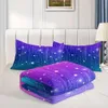 Duvet Cover 3PCS Modern Mode Polyester -Set (1*Tröster + 2*Kissenbezug ohne Kern), farbenfrohe Regenbogen -Glitzer -Sterne Druckbettschatz, weich bequem und bequem und