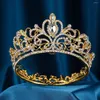 Kopfbedeckungen luxuriöser volle runde Braut -Tiaras und Kronen Glitzer Kristalljuwel geschlossener Kreis Hochzeitshaarzubehör Modekopfbedeckungen