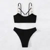 Women's Swimwear Women 2024 Trend Swimsuit For Bathing Suit Split Solid Color Summer Sexy Bikini Print Spandex Push Up Ladies Indoor