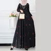 Vêtements ethniques Modèle de feuilles musulmanes Robe à manches longues pour femmes décontractées Bohemian Polka Imprimez des vacances complètes Abayas Dubaï