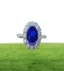 Knriquen 100 Sterling Silver creëerde Moissanite Royal Blue Sapphire edelsteen bruiloft verlovingsfeest Women039S Ring Fine Jewe99415904939