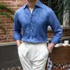 Polos da uomo Gentry italiano Summer Linen Sump a maniche lunghe a una manica a una manica traspirata