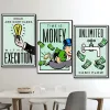 Monopoly miljonair geld canvas schilderij decoratieve motiverende citaat muur kunst poster cartoon figuur muurschildering home decor foto