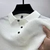 2024 verão masculino lapel pólo designer camiseta de luxo feminino camiseta clássica malha curta manga branca botão preto botão de retalhos casual camiseta de algodão