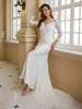 Vestidos de noiva elegantes de trompete de marfim para mulheres de noiva com mangas compridas renda boho jardim vestidos de noiva varrem vestidos de festa de noiva simples vestidos cl3342