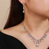 Orecchini di collana set di moda semplice trasparente cz lucido goccia d'acqua zirconia cubica festa di matrimonio cn10835