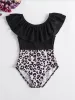 Swimwear Leopard Print One Piece Swimsuit pour les bébés filles Summer Summer Sleeve Mignon Nouveau maillot de baignade