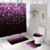 Rideaux noirs dorés brillant brillant rideau de douche imprimé brillant rideaux de salle de bain en tissu moderne et décor de couverture de toilette de tapis de bain non glisser