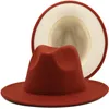 Qbhat tvåfärgade fedora hatt kvinnor män bred brim file jazz hatt damer party topp cap lapptäcke chapeau sombreros de mujer 50 färger 240430