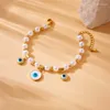 Bracelets de charme Dieyuro 316l Bracelet pour les yeux de fleur en acier inoxydable pour les femmes Gift Fashion Perle Perle Chain de bracelet Bijoux Bijoux