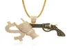 Хип -хоп -пистолет алмазы подвесные ожерелья для мужчин