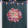 Decorative Flowers Americana Home Decoration Patriotic Independence Day Wreath Decorations Blue White Star Striped Pattern Bowknot Door 4th