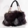 Torebki luksusowy luksusowy futra futrzana torba na ramię naturalny puszysty lis fur