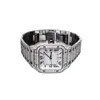 Montre à la mode carrée pour hommes Mosang Shi High-Day Watch Style en acier inoxydable Cadran en acier blanc White Full Diamond Watch