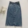 Scheroni di gonne retrò a vita alta donna donna in denim in denim primavera estate casual una linea a medio lunghezza filavola divisa